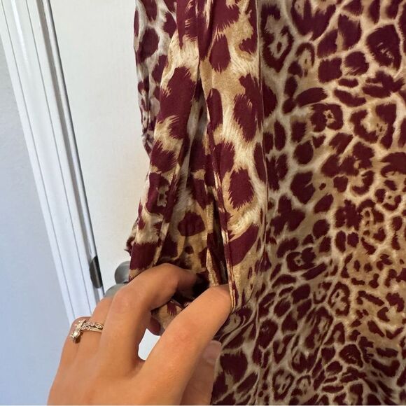 Jodifl Women’s Burgundy Leopard Print Shift Dress NWT Size Large - Picture 6 of 11